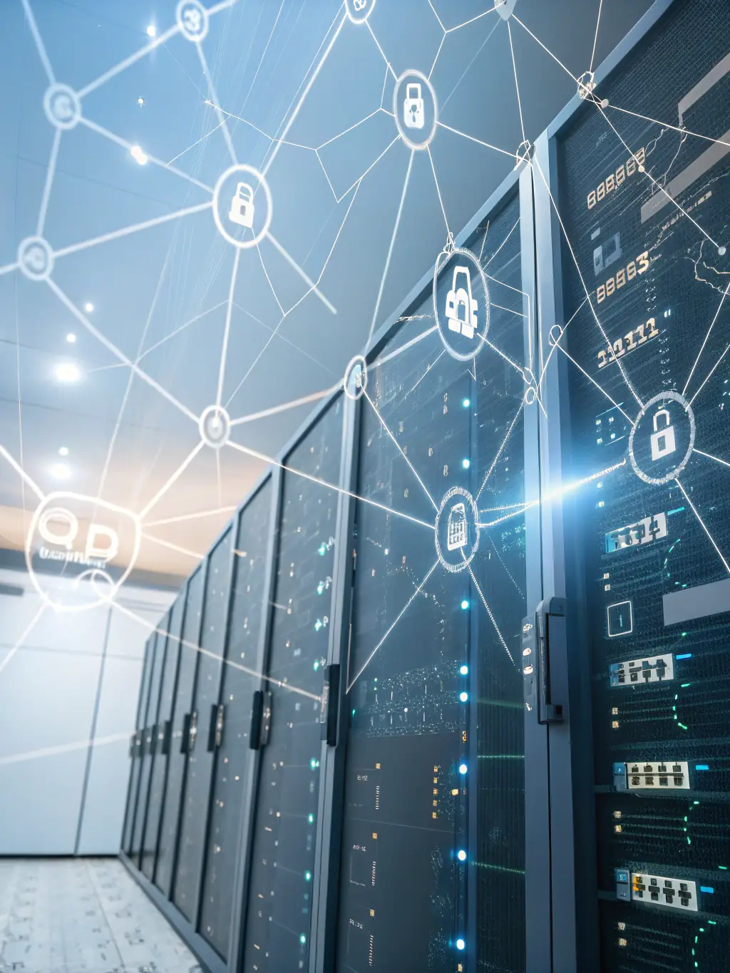 An abstract image of interconnected nodes, symbolizing network security and threat detection for Fox Data Tech.